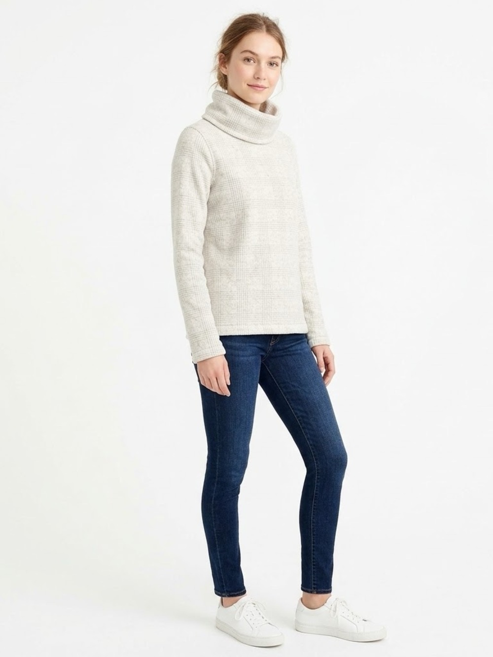 J.Crew Mercantile Glen Plaid Funnel Neck Fleece Pullover XS